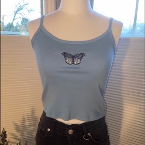 Brandy Melville blue butterfly tank top